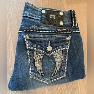 Miss Me Women’s Angel Wings with Pocket Flap Skinny Distressed Jeans Jeans Sz 29